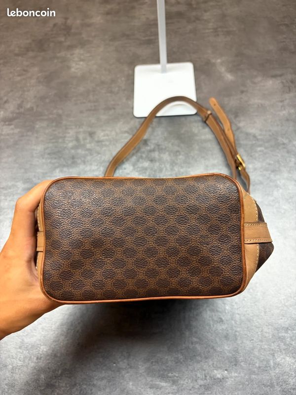Sac seau en cuir marron Céline Paris monogram vintage 90s #90s (image 7)