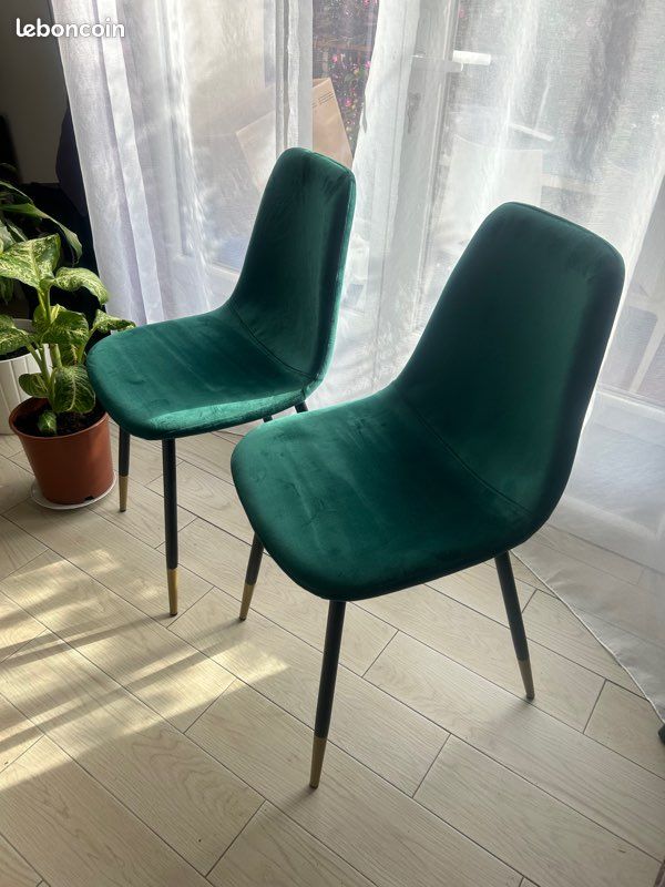 Chaises en velours vert bouteille (image 1)