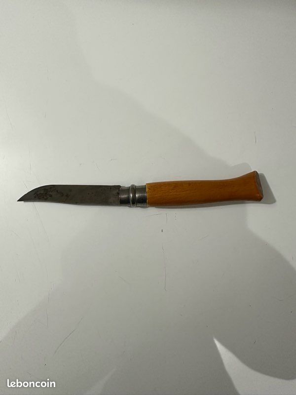 Couteau Opinel N°6 Ancien - Virobloc 'La Main Couronnée' - Manche Bois - France