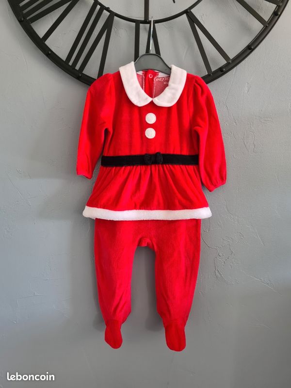 Pyjama bébé fille Noël rouge 80 cm (image 1)