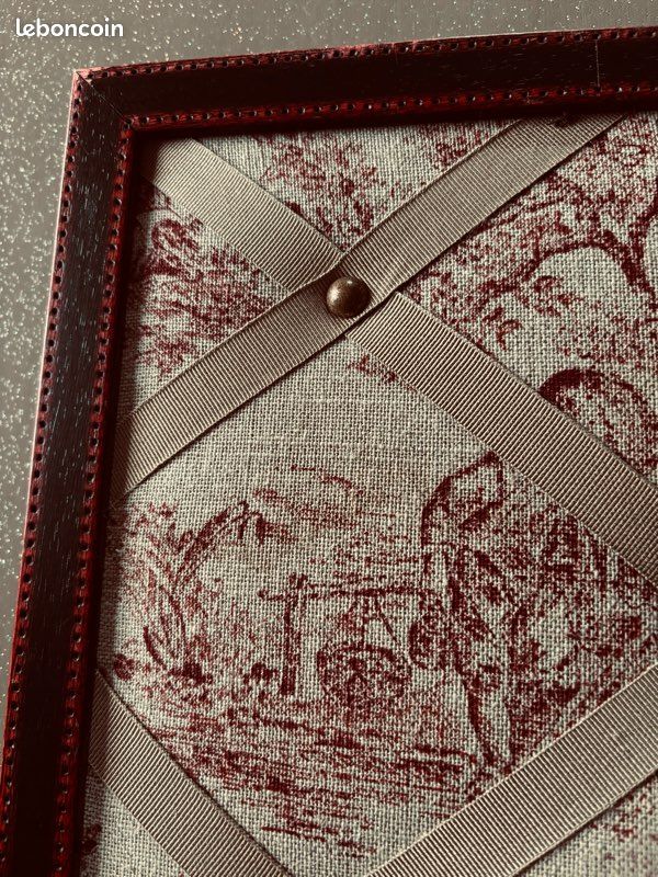 Pêle-mêle 53x43 encadrement Bois fond Toile de jouy vieux rose (image 4)