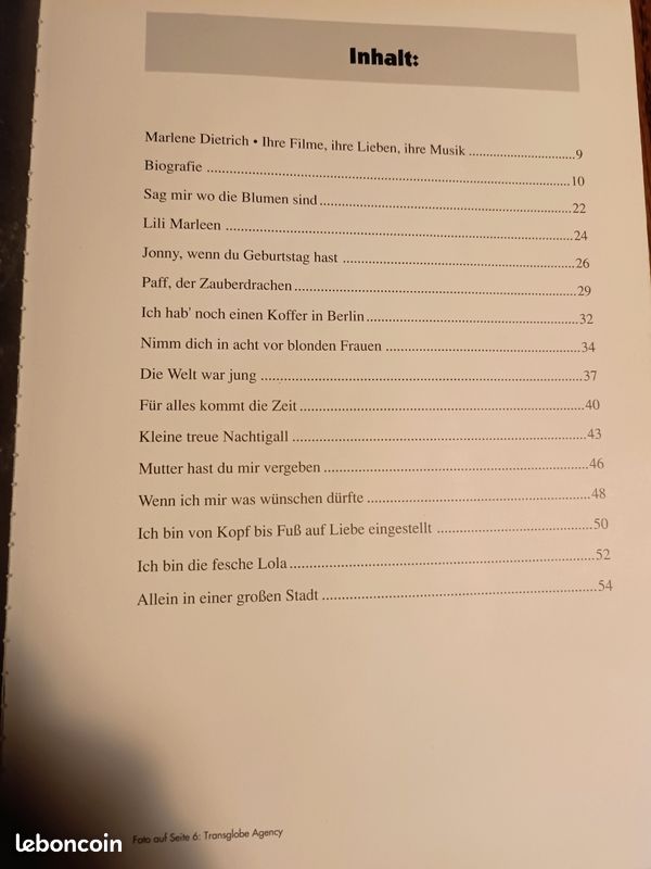 Vends livret + partition " Marlène Dietrich " 1992 (image 5)