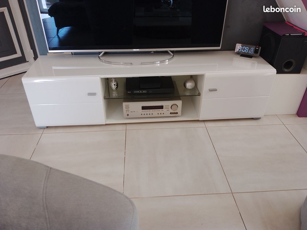 Meuble TV blanc brillant (image 3)