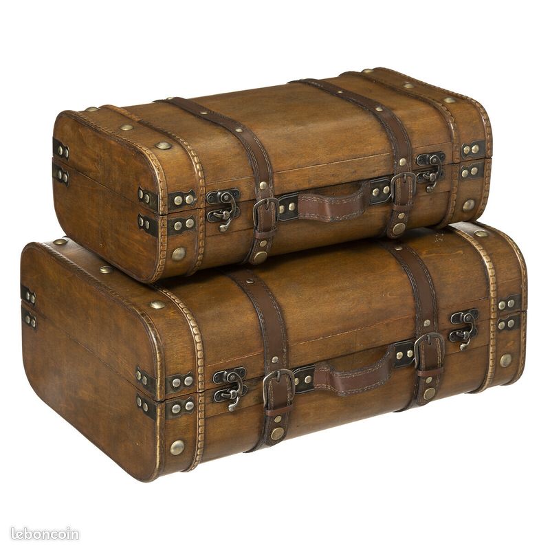 ancienne valise rétro vintage Tissu Bleu H 24 L 80 l 57 cm 91 Noir - Vendu