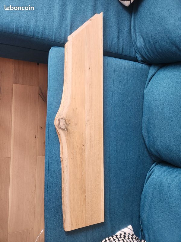 Etagere angle chêne massif brut bord naturel 120cm (image 7)
