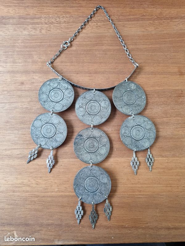 Collier Ethnique Ancien En Argent - Style Orientaliste, Occasion En L'état