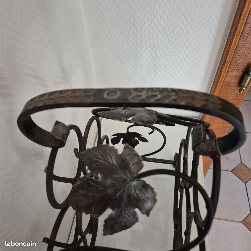 Biscottini Porte-Bouteille en Fer forgé Finition Blanche patinée L12xPR12x105 cm