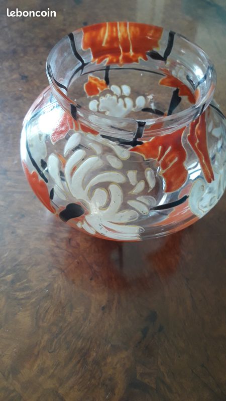 Vase coupe jardinière verre émaillé Mazoyer bzt03 (image 1)