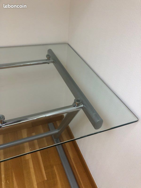 Bureau verre métal moderne (image 2)