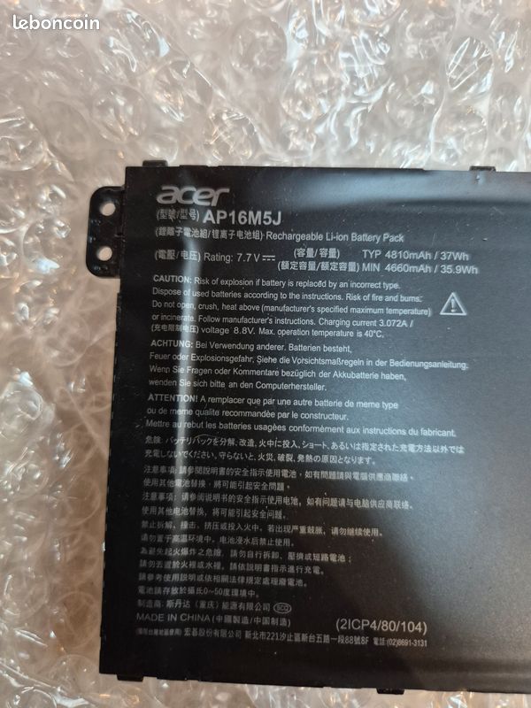 Batterie AP16M5J neuve d'origine pour Acer Aspire 3 A314-31 A315-21 A315-51 non testée (image 1)