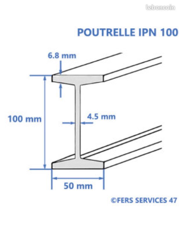 HEA ou IPN 100 / 50 / 2700 et 3300 mm (image 4)