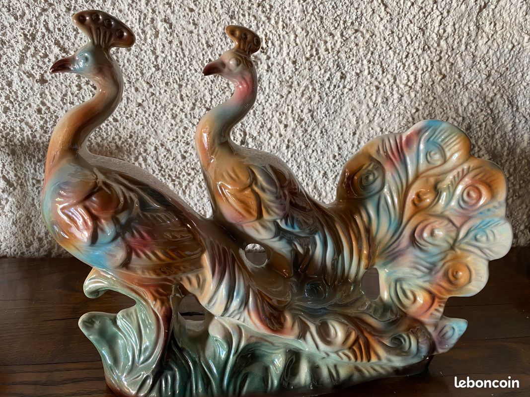 OFFSCH Décoration De Paon Figurine Artisanale Pour Maison Ornement De Table Élégant