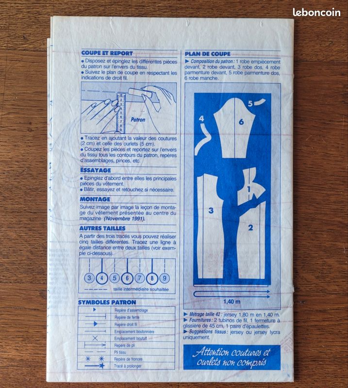 Patron de couture d'une robe moulante T 38 42 46 Prima n° 11.91 (image 4)