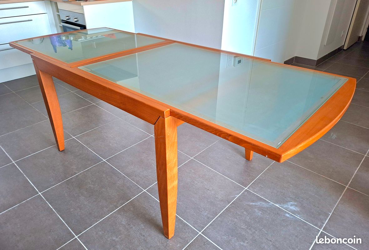 Table bois et verre extensible (image 2)