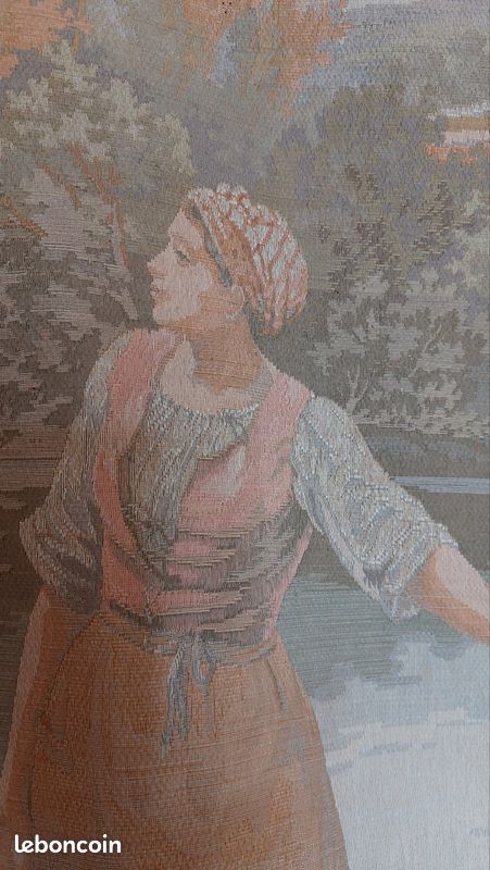 Panneau d'aiguilles gobelin tapisserie toile vintage point de croix - France