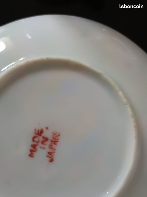7 tasses et sucrier porcelaine japonaise Décor délicat d’oiseaux exotiques sur branches fleuries, (image 7)