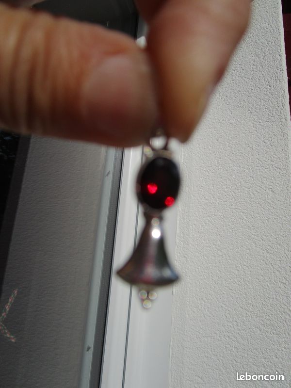 Collier Argent 925 Serti De Grenats Du Mozambique - Superbe Bijou Occasion