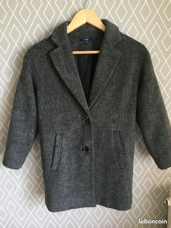 Manteau mi-long gris fille (image 1)