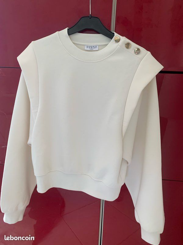 Sweat CLAUDIE PIERLOT Taille 3 (40/42) Gris - Occasion Très Bon état, Idéal Pour Le Sport Ou Décontracté