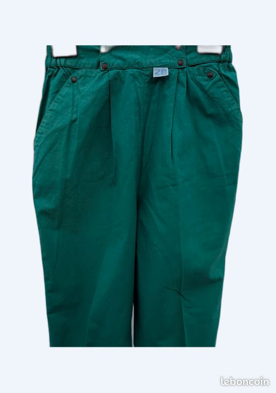 Pantalon coton vert émeraude T 36 original BE (image 1)