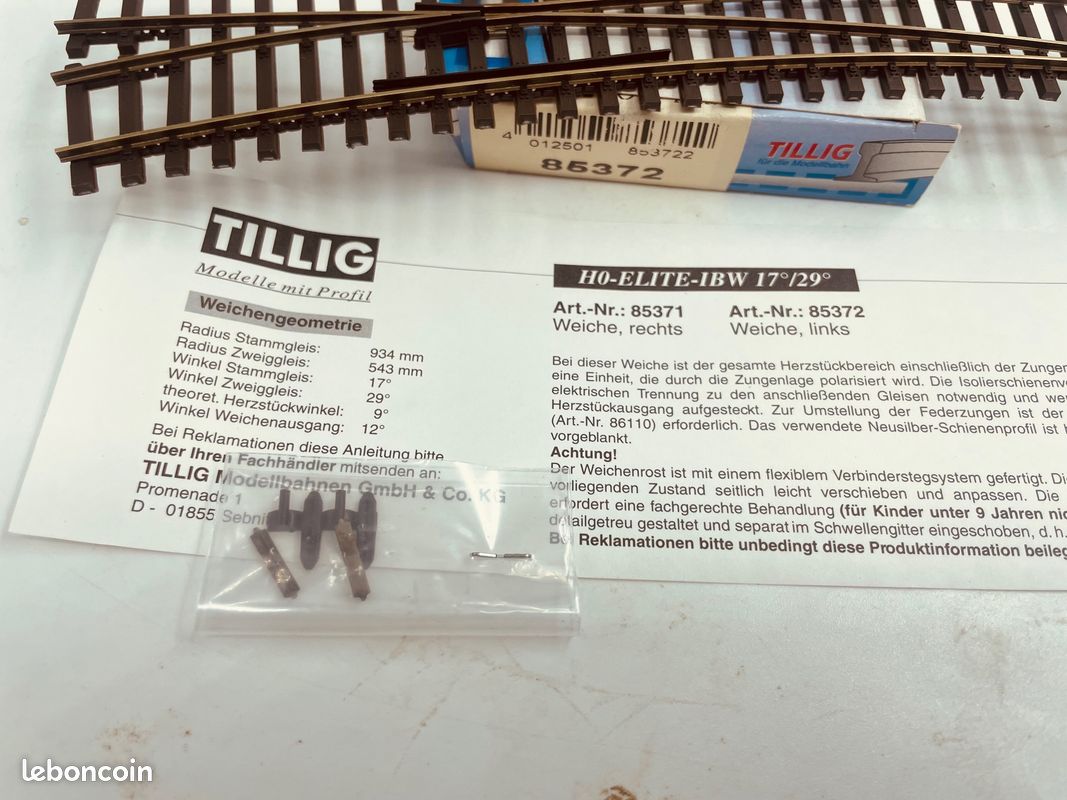 Lot Aiguillages TT Berliner Bahnen – 2 Aiguillages (droit/gauche) + Boîtier – Occasion