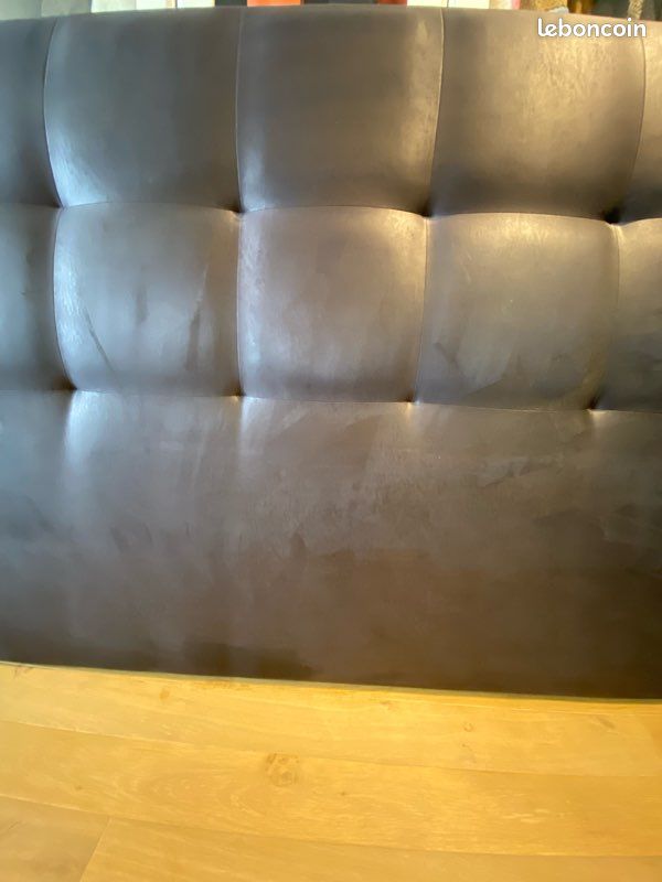 Tête de lit (lit 160) capitonnée tissu velours/daim gris anthracite (image 4)