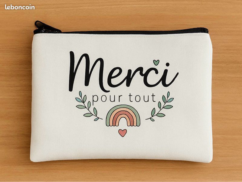 Trousse Beige "Je Suis Un Géomètre Trop Génial" - 21x14cm, Polyester, Fermeture éclair, Neuve Sans étiquette
