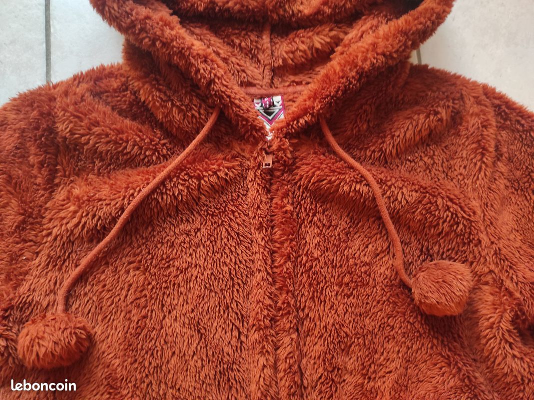 Gilet peluche à capuche oreilles d'ours marron, Undiz, S Vêtements