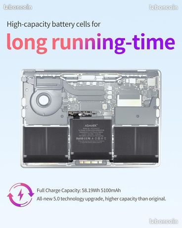 Batterie A2338 Pour MacBook Pro 13 Pouces (2020,2022) - Modèles A1713/A2171 - 58,19 Wh - Autonomie Prolongée