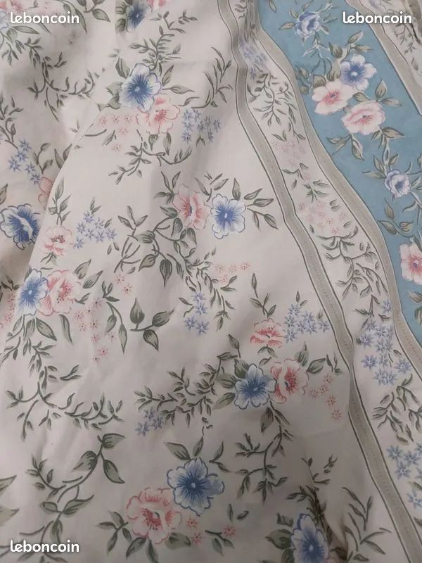 Ancien Coupon De Tissu Appliqué Américain - Motif Géométrique Vintage 207x172cm