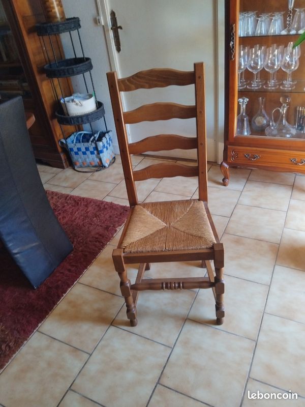 Lot 6 chaises bois paille type venezzia (image 1)