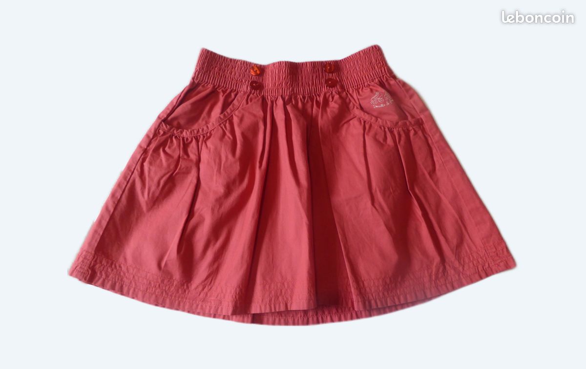 Jupe En Lin Sergent Major Taille 10 Ans - Couvert Vert D'eau, Style évasé - Occasion Très Bon état
