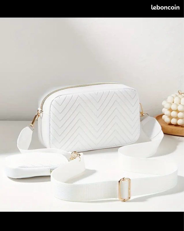 Sac Bandoulière Carré Matelassé Blanc (image 3)