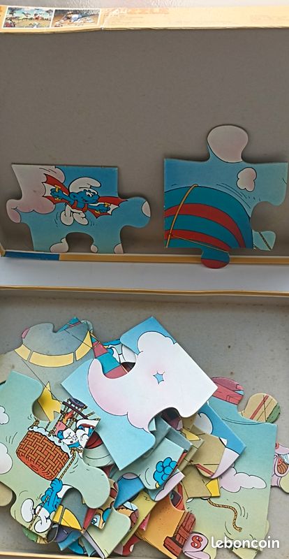 Puzzle de sol L'aéroschtroumpf, 24 maxi pièces, carton, Édition Ravensburger, Année 1983 (image 2)