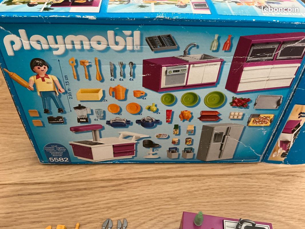 PLAYMOBIL Grande Cuisine Moderne 5271-5582 Avec Machine à Laver – 2 Personnages, Neuf