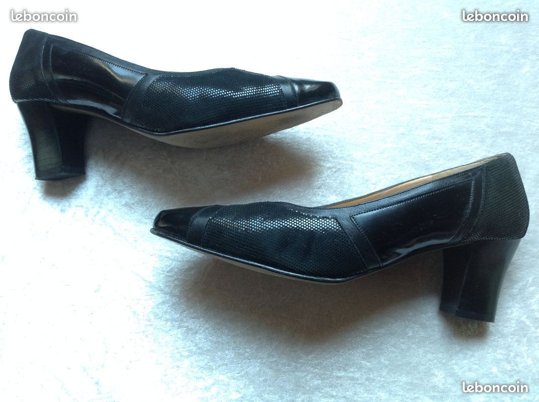 ESCARPINS CORINE TOUT CUIR VÉRITABLE NOIR VERNIS Envoi Possible (image 10)