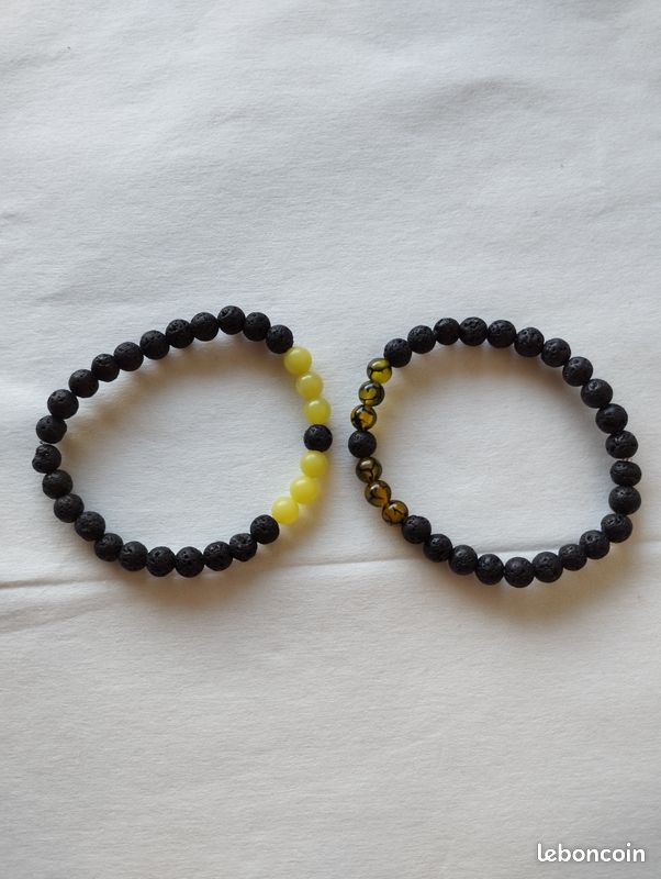 Spécial St Valentin duo de bracelet lithothérapie veine de dragon / jade d'Australie (image 1)