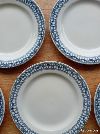 Lot De 5 Assiettes Plates Salins – Terre De Fer, Service Sermaize, Occasion Avec Traces