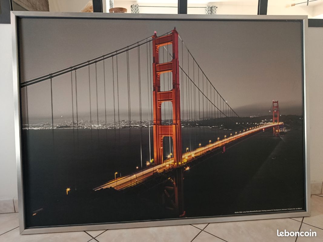 Photo Golden Gate avec cadre aluminium. Dimensions 140 x 100 cm (image 1)