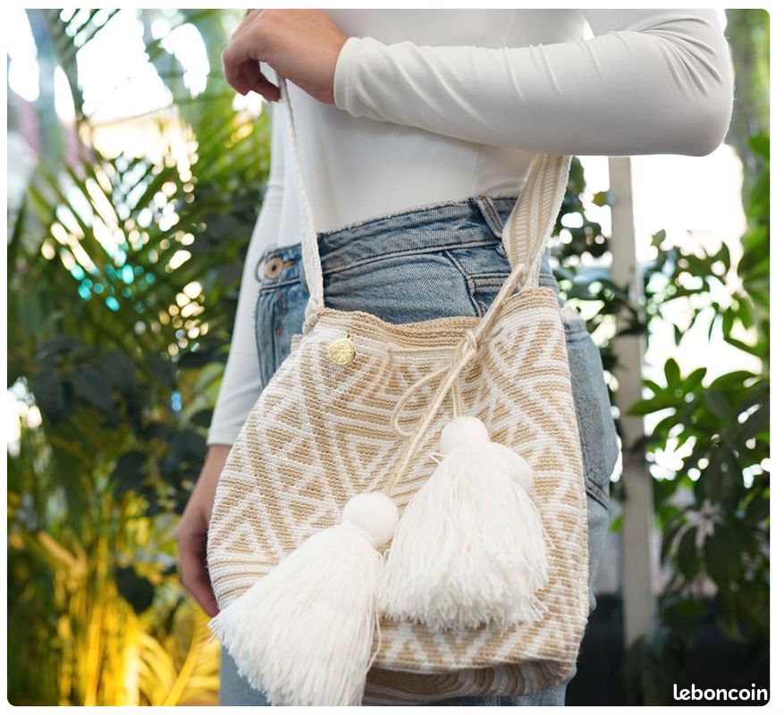 Sac à Dos Wayuu Colombien 100% Authentique - Grande Taille, Crochet Multicolore - Neuf Sans étiquette - Style Boho