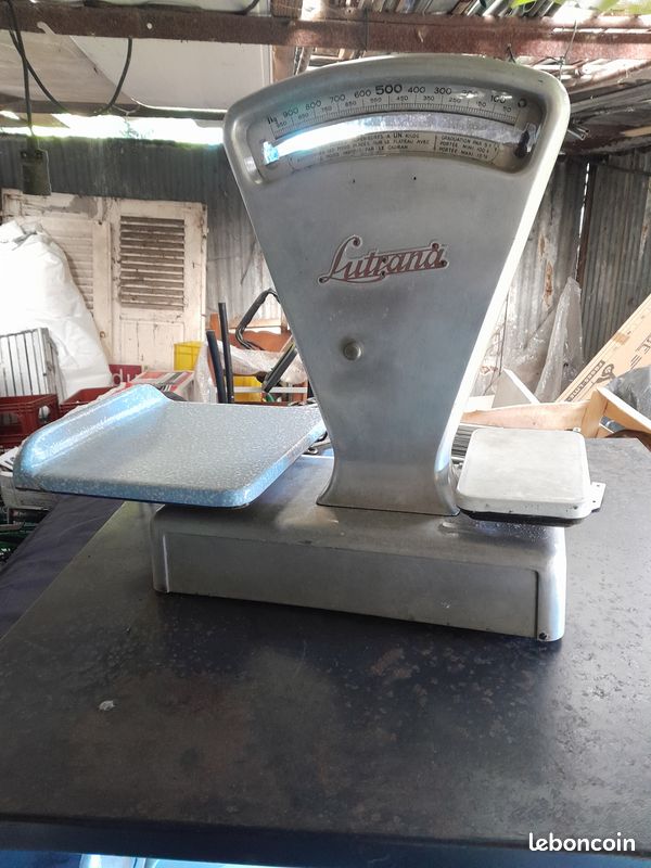 Ancienne Balance De Commerce Lutrana Début 20ème Avec Poids, Acier Inoxydable