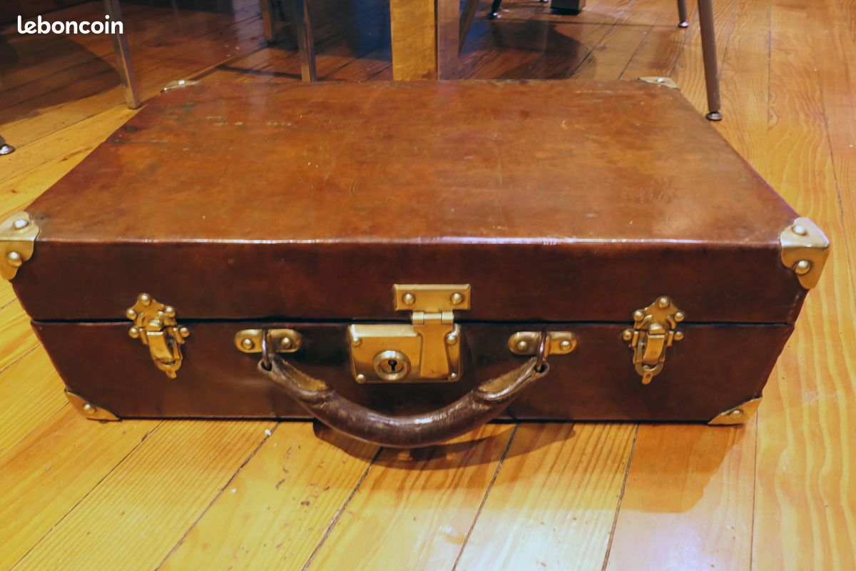 ancienne valise rétro vintage Rigide Marron H 17 L 54 l 35 cm 99 - Vendu