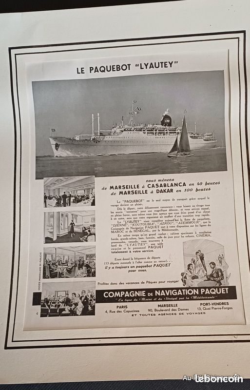 Publicité Vintage Magazine 1966 – Croisières Paquet, Paquebot, Originale Rétro, Dimensions 21x28cm, Bon état, France