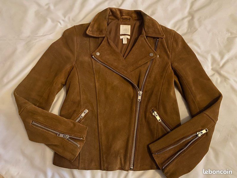 Veste Femme En Daim BB Dakota Taille M - Style Blouson Moto, Couleur Mauve Foncé