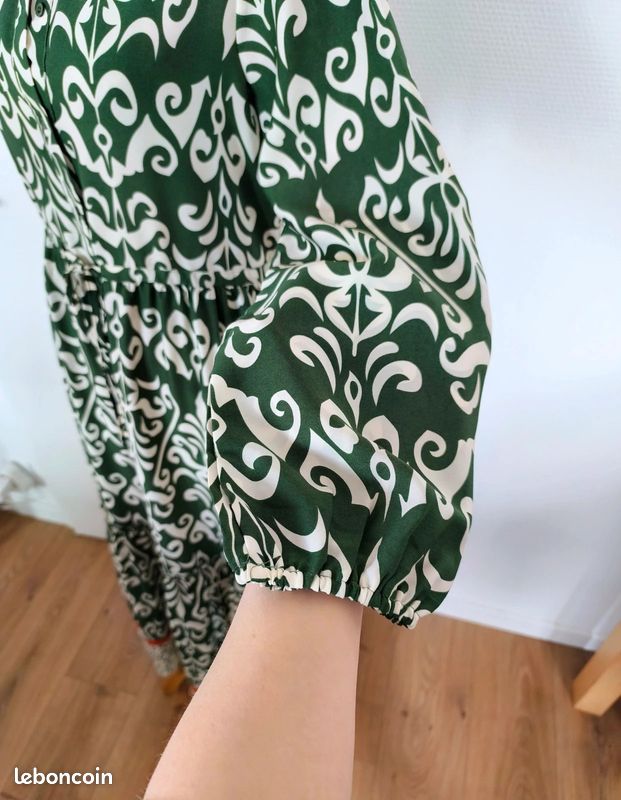 Robe longue imprimé vert et blanc, Joli & Jolly, taille 38 (image 10)