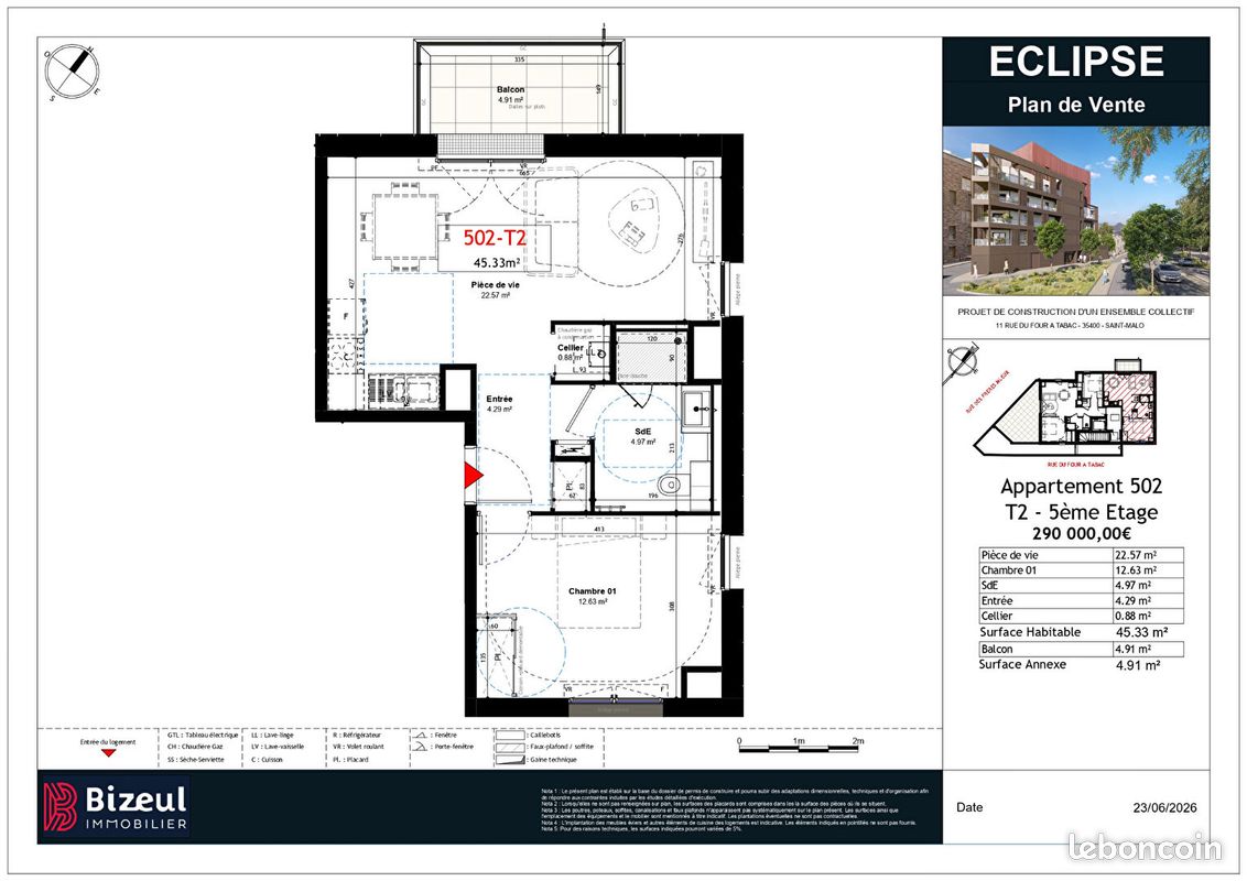 Appartement 2 pièces 45 m² (image 3)