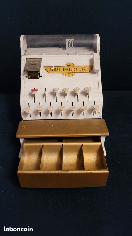 Ancienne caisse enregistreuse / jouet pour enfant en tôle vintage