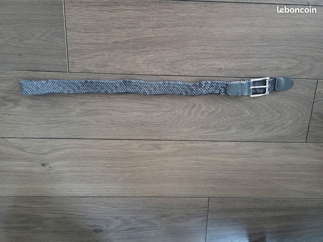 Ceinture souple tressee extensible élastique grise 120 cm (image 2)