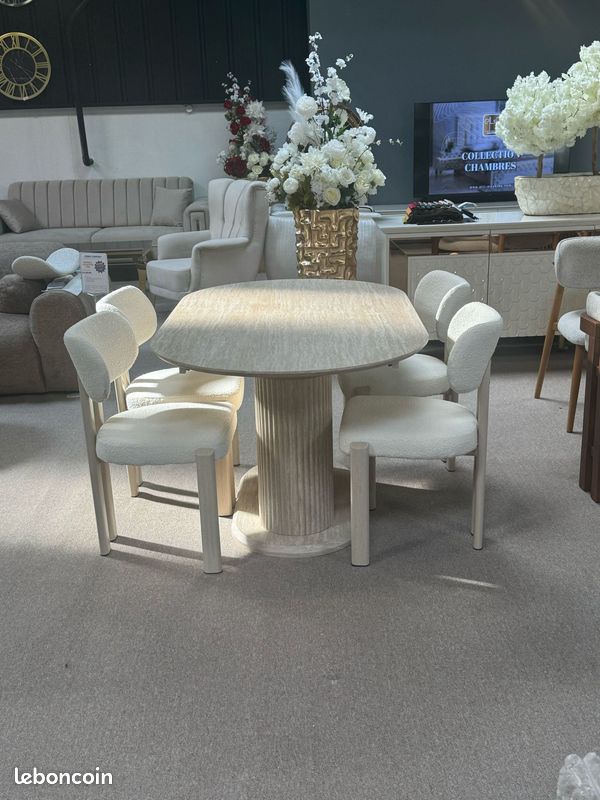 Table à manger Rallonge Céramique Travertin 160cm/200cm (image 5)