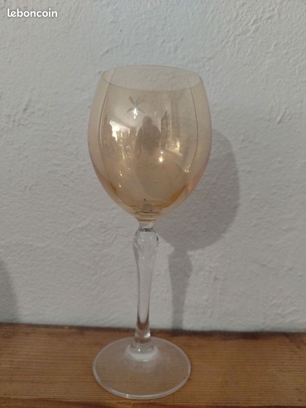 5 verre vin christal Ambre/doré avec pied torsadé (image 2)